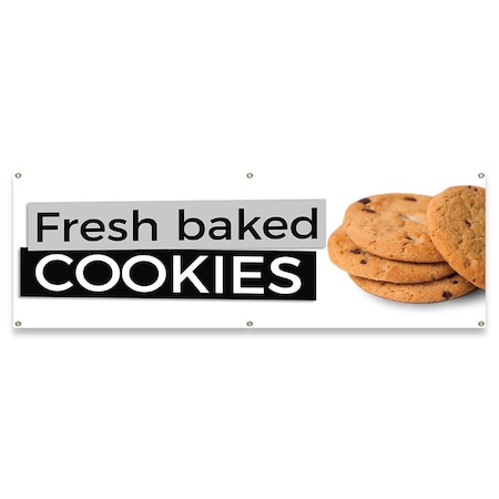 Signmission Fresh Baked Cookies Banner Concession Stand Food Truck Single Sided B-72-30064